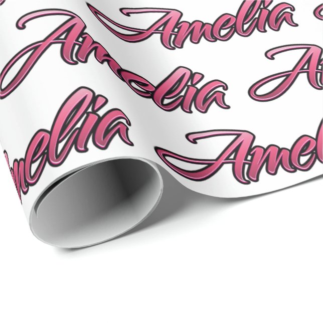 Amelia faded pink personalized gift paper (Roll Corner)