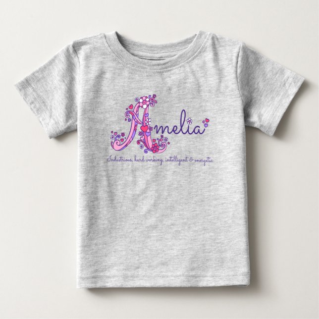 Amelia girls name meaning A monogram Baby T-Shirt (Front)