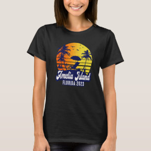 Amelia Island 2023 Florida Sunset Beach Retro Prem T-Shirt