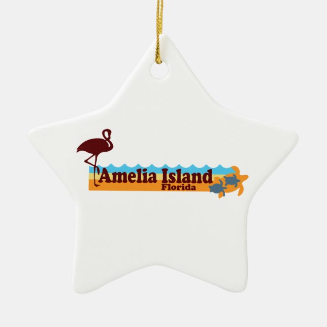 Amelia Island - Beach Design. Ceramic Ornament (Front)