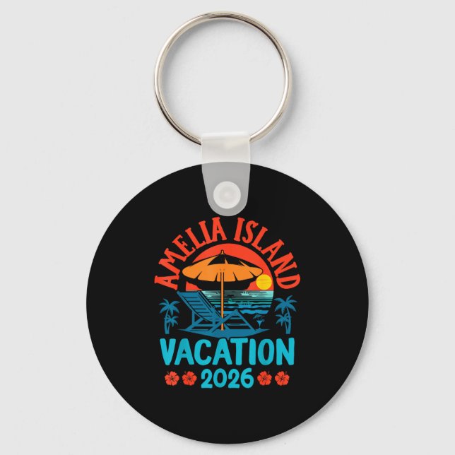 Amelia Island Florida 2026 Vacation Beach Summer V Keychain (Front)