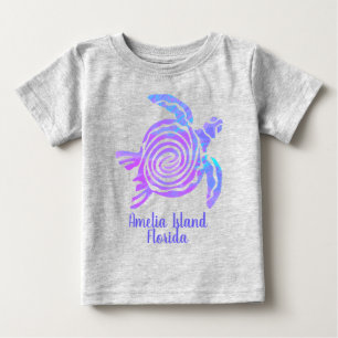 Amelia Island Florida Colour Blast Sea Turtle Baby T-Shirt