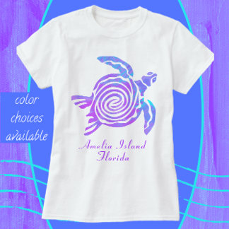 Amelia Island Florida Colourful Sea Turtle T-Shirt