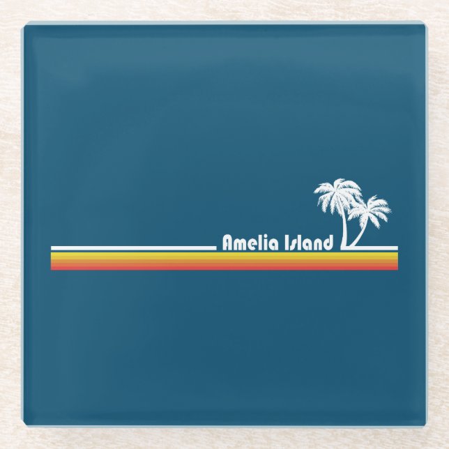Amelia Island Florida Glass Coaster (Front)
