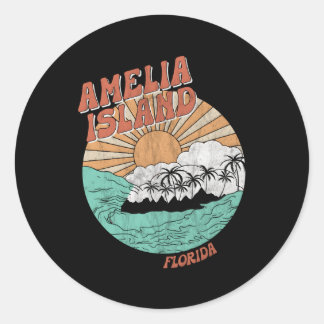 Amelia Island Florida Palm Trees Fl Classic Round Sticker
