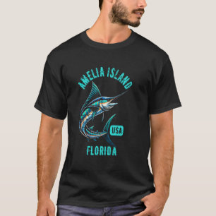 Amelia Island Florida Retro Distressed Style Fish T-Shirt