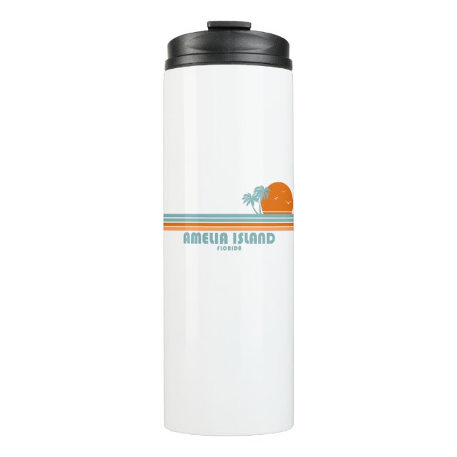 Amelia Island Florida Sun Palm Trees Thermal Tumbler (Front)