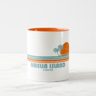 Amelia Island Florida Sun Palm Trees Two-Tone Coffee Mug