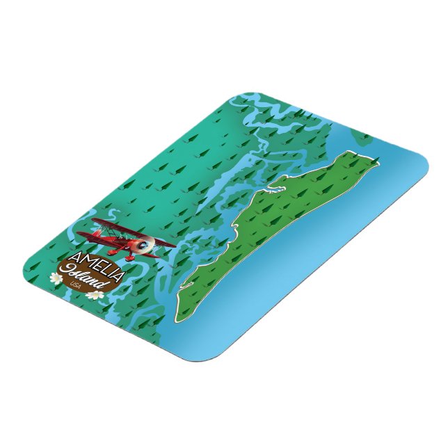 Amelia Island Florida travel map. Magnet (Left Side)