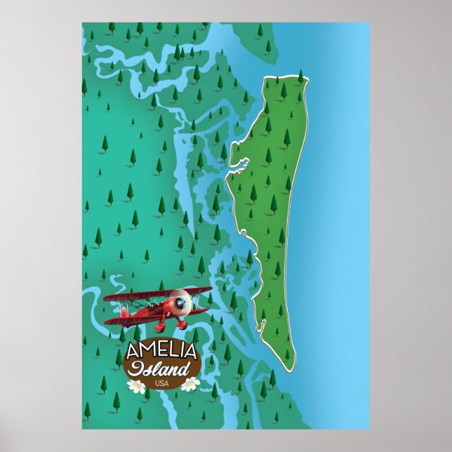 Amelia Island Florida travel map. Poster (Front)