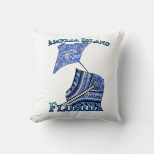 Amelia Island Florida Vacation Tribal Stingray Throw Pillow