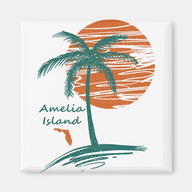 Amelia Island Palm Tree Magnet (Front)