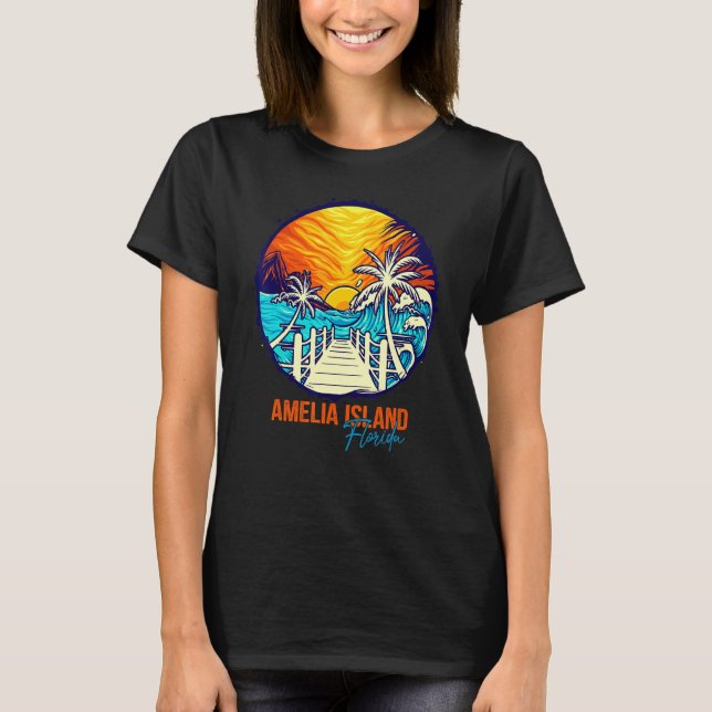 Amelia Island Sunset Matching Vacation Friends Fam T-Shirt (Front)