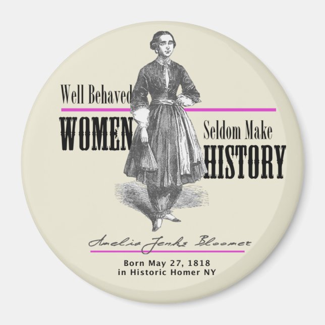 Amelia Jenks Bloomer Magnet (Front)