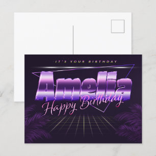 Amelia Name Vorname lila Postkarte Geburtstag Postcard