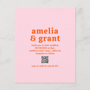 Amelia Orange Pink Modern Wedding Invitation Flyer
