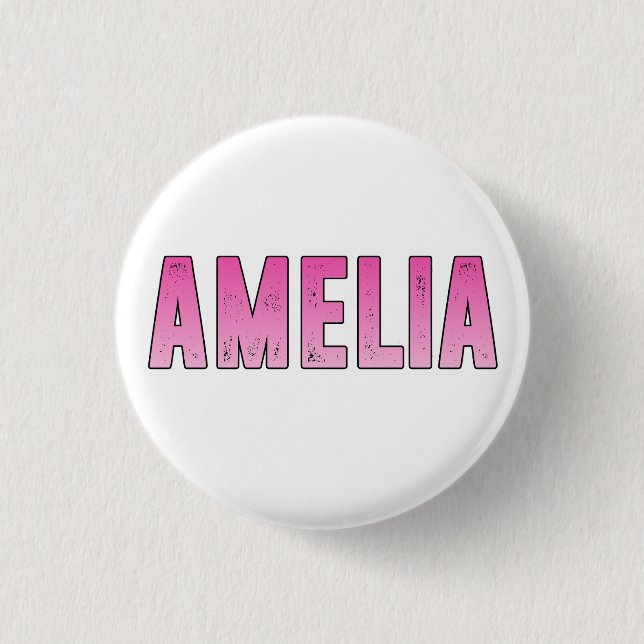 Amelia pink name T-Shirt 1 Inch Round Button (Front)