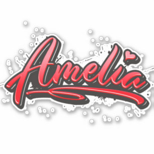 Amelia red Heart Graffiti Autocollants