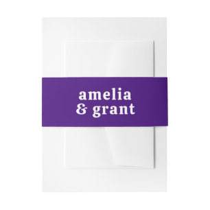 Amelia Royal Purple Modern Wedding Invitation Belly Band
