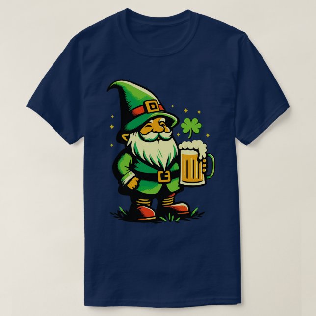 Amelie the Gnome with a St Paddys Day Pint T-Shirt (Design Front)