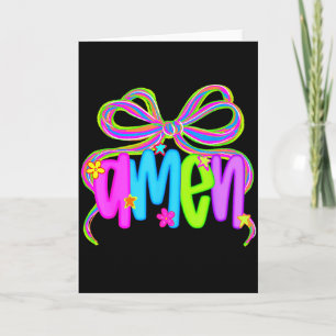 Amen Coquette Bow Jesus Bible Christian Faith Reli Card