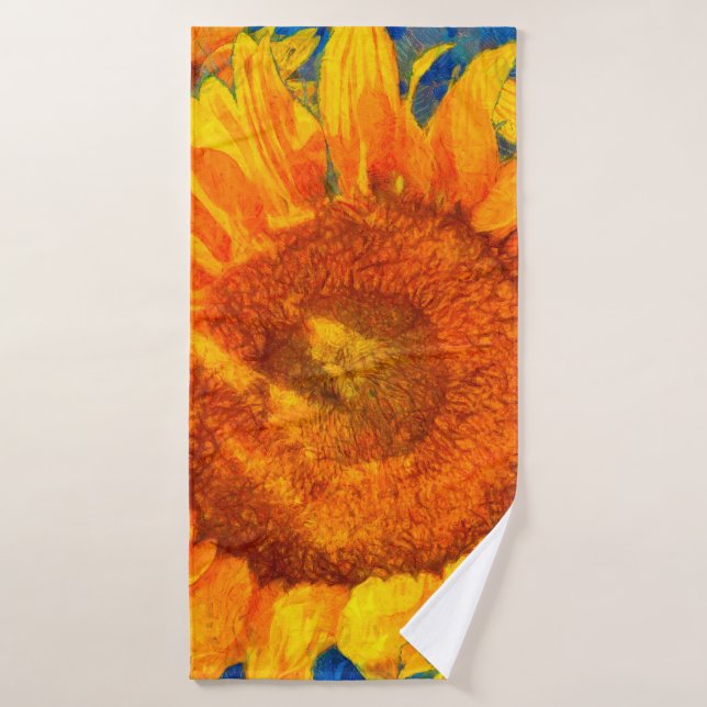 Aménagement tournesol. Imitation style Van Gogh.  (Serviette de bain)