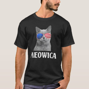 Ameowica Cat Kitten Wearing Sunglasses American Fl T-Shirt