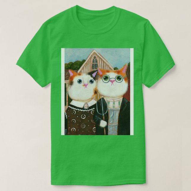 Ameowican Gothic T-Shirt (Design Front)