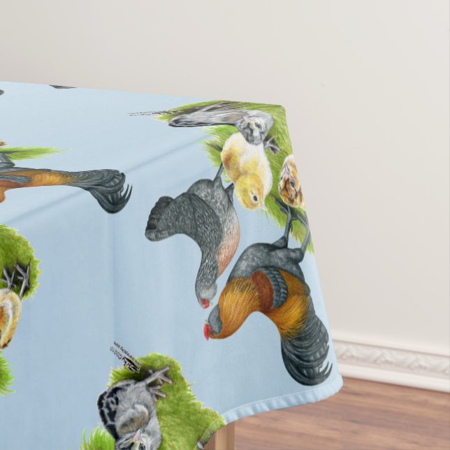 Ameraucana Chicken Family Tablecloth (In Situ)