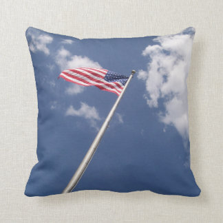 Amercan flag blue sky clouds throw pillow