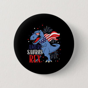 Ameri Saurus Rex 4th Of July Dinosaur Independence 2 Inch Round Button