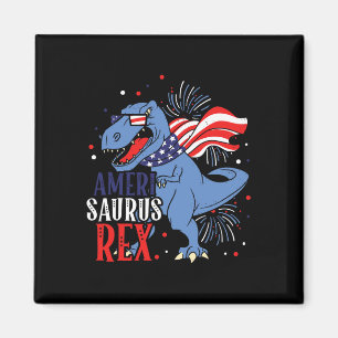 Ameri Saurus Rex 4th Of July Dinosaur Independence Magnet
