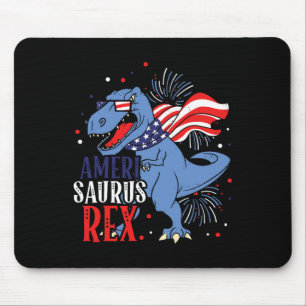 Ameri Saurus Rex 4th Of July Dinosaur Independence Mouse Pad