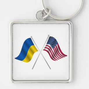 amerian flag and Ukrainian  Keychain