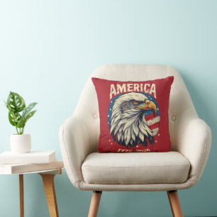 America 1776 2026 Bald Eagle Patriotic USA Flag 25 Throw Pillow