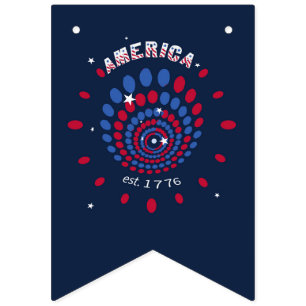 America 1776 Firework Spiral Patriotic Bunting Flags
