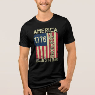 America 1776 Land Of The Free Distressed Flag Tri-Blend Shirt