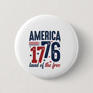 America 1776 Land of the Free Vintage Patriotic Sh 2 Inch Round Button