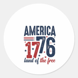 America 1776 Land of the Free Vintage Patriotic Sh Classic Round Sticker