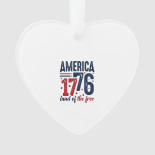 America 1776 Land of the Free Vintage Patriotic Sh Ornament