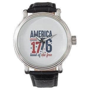 America 1776 Land of the Free Vintage Patriotic Sh Watch
