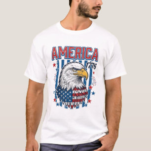 America 1776 Patriotic Eagle Vintage Vector Design T-Shirt