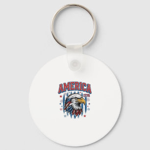 America 1776 Vintage Eagle Patriotic Shirt Design_ Keychain