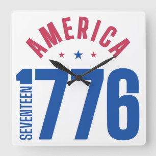 AMERICA 1776 year of freedom Square Wall Clock