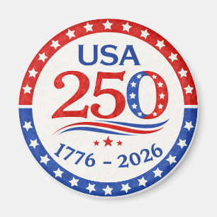 America 250 1776 2026 Patriotic USA Button Magnet