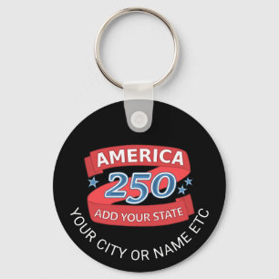 America 250 Add State Create Your Own Patriotic Keychain
