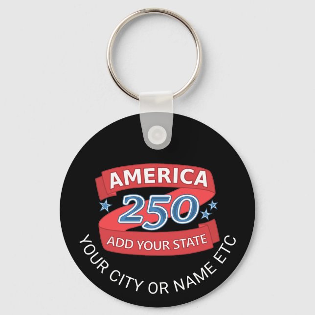 America 250 Add State Create Your Own Patriotic Keychain (Front)