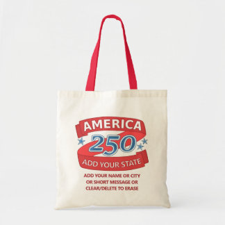 America 250 Add State Red White Blue Add Your Text Tote Bag