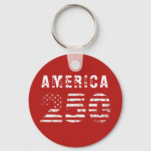 America 250 Anniversary Grunge Text Red Keychain