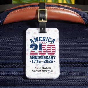 America 250 Anniversary Red & Blue Personalized Luggage Tag